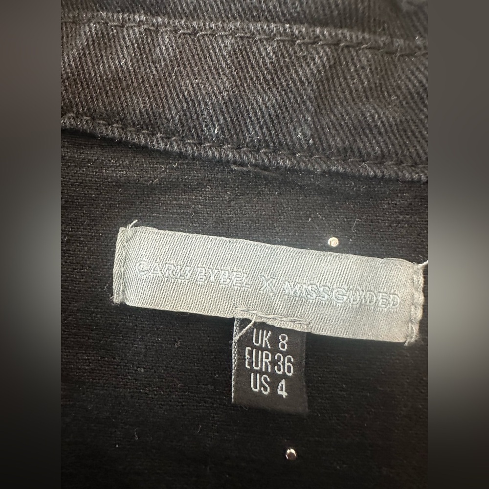 Missguided Carli Bybel Distressed Black Jean Jacket - Picture 5 of 15